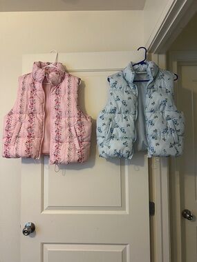 Matching Floral Puffer Vest Set Pink Blue Cottagecore Coquette Aesthetic